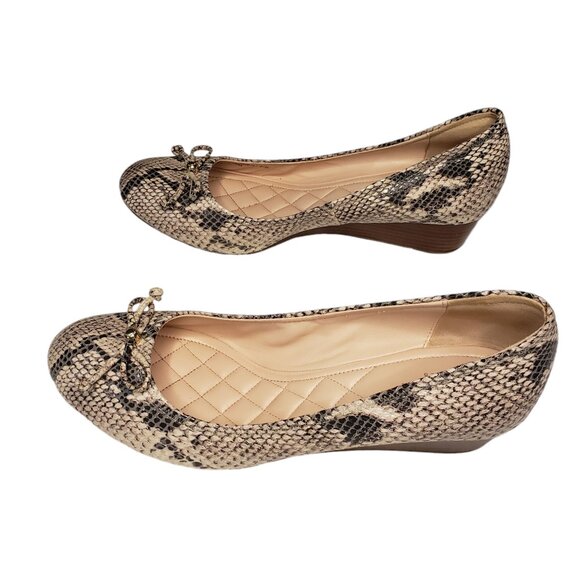 Cole Haan Women's 8.5 Brown Tan Leather Snake Skin Embossed Wedge Heels - Picture 3 of 7
